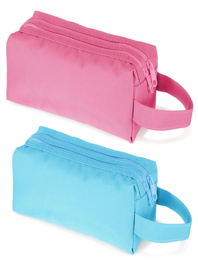 Elegaperma 2Pcs Toothbrush Travel Bag, Toothbrush Pouch, Oxford Mini Toiletry Bag, Double-Layer Toothbrushes Bag Pouch with Reinforced Handle for Vacation, Gym - Image 1